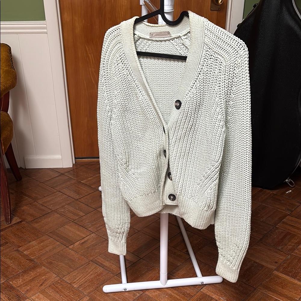 Everlane Cream Cable Knit Cardigan Sweater